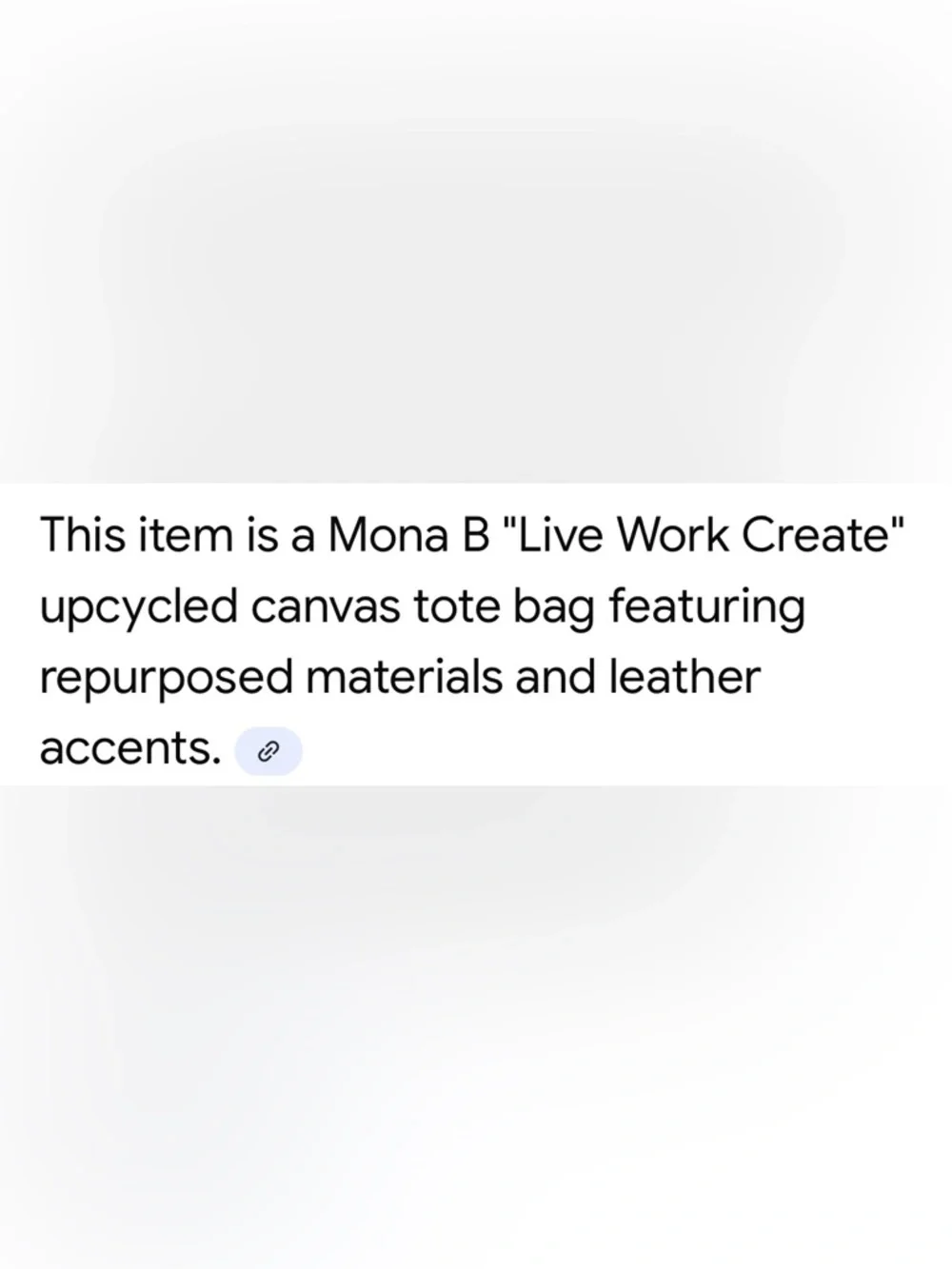 Mona B upcycled “live work create” canvas & vegan leather tote - Picture 2 of 7